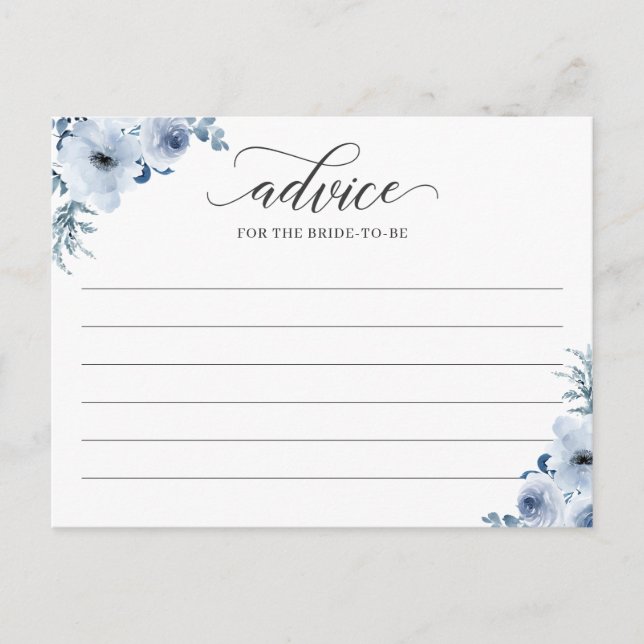 Tarjeta de consejos y deseos para las flores azule (Anverso)