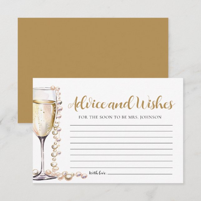 Tarjeta de consejos y deseos para las perlas y el  (Anverso / Reverso)