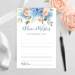 Tarjeta de consejos y deseos para Rosas de Rubor d<br><div class="desc">Personalice con la novia el nombre y la fecha de la ducha. Para una mayor personalización, haga clic en "Personalizar esta plantilla" y, a continuación, en "Editar usando la herramienta de diseño". Estiloso editable fácil de usar plantillas de boda, más artículos disponibles en la tienda (invitaciones, rsvp, tarjetas de agradecimiento,...</div>