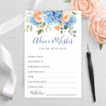 Tarjeta de consejos y deseos para Rosas de Rubor d<br><div class="desc">Personalice con la novia el nombre y la fecha de la ducha. Para una mayor personalización, haga clic en "Personalizar esta plantilla" y, a continuación, en "Editar usando la herramienta de diseño". Estiloso editable fácil de usar plantillas de boda, más artículos disponibles en la tienda (invitaciones, rsvp, tarjetas de agradecimiento,...</div>