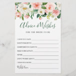 Tarjeta de consejos y deseos sobre la vegetación d<br><div class="desc">Tarjeta Rubor Pink Flowers Greenery Advice & Wishes. Personaliza con el nombre de la novia y la fecha de la ducha. Para una mayor personalización,  haga clic en el enlace "personalizar adicional". Si necesitas ayuda,  ponte en contacto conmigo,  por favor.</div>