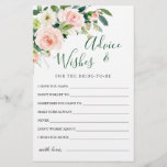 Tarjeta de consejos y deseos sobre la vegetación d<br><div class="desc">Tarjeta Rubor Pink Flowers Greenery Advice & Wishes. Personaliza con el nombre de la novia y la fecha de la ducha. Para una mayor personalización,  haga clic en el enlace "personalizar adicional". Si necesitas ayuda,  ponte en contacto conmigo,  por favor.</div>