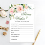 Tarjeta de consejos y deseos sobre la vegetación d<br><div class="desc">Tarjeta Rubor Pink Flowers Greenery Advice & Wishes. Personaliza con el nombre de la novia y la fecha de la ducha. Para una mayor personalización,  haga clic en el enlace "personalizar adicional". Si necesitas ayuda,  ponte en contacto conmigo,  por favor.</div>