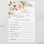 Tarjeta de consejos y deseos sobre la vegetación d<br><div class="desc">Tarjeta Rubor Pink Flowers Greenery Advice & Wishes. Personaliza con el nombre de la novia y la fecha de la ducha. Para una mayor personalización,  haga clic en el enlace "personalizar adicional". Si necesitas ayuda,  ponte en contacto conmigo,  por favor.</div>