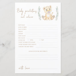 Tarjeta De Consejos Y Predicciones De Baby Shower