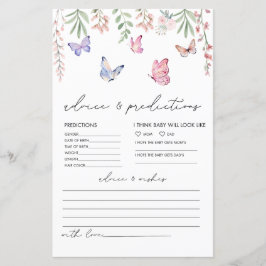 Tarjeta de consejos y predicciones de Baby Shower