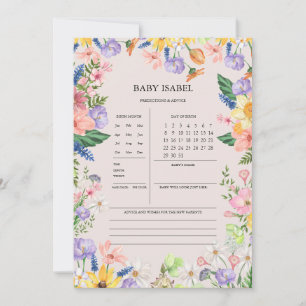 Tarjeta De Consejos Y Predicciones De Baby Shower