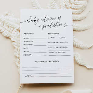 Tarjeta de consejos y predicciones de Baby Shower 