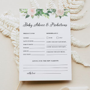 Tarjeta De Consejos Y Predicciones De Baby Shower