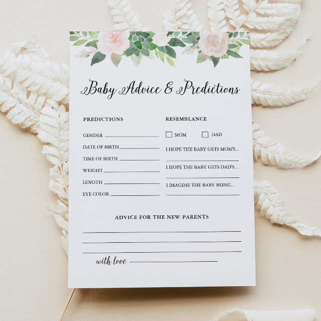 Tarjeta De Consejos Y Predicciones De Baby Shower  (Subido por el creador)