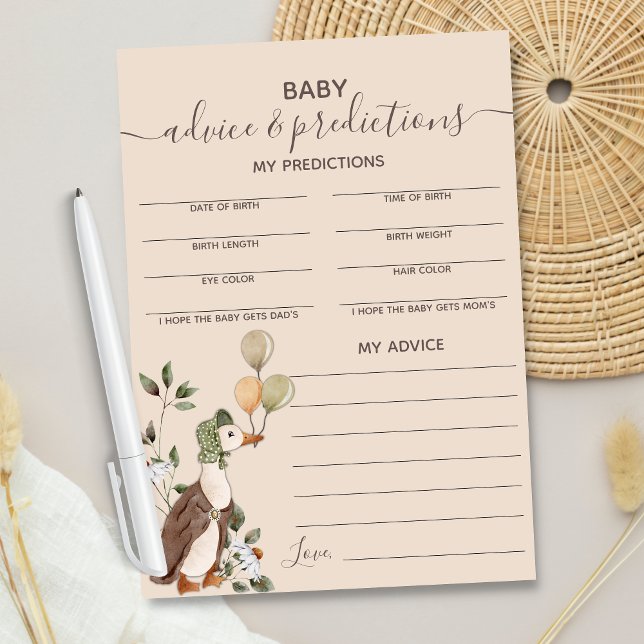 Tarjeta de consejos y predicciones de Baby Shower  (Subido por el creador)