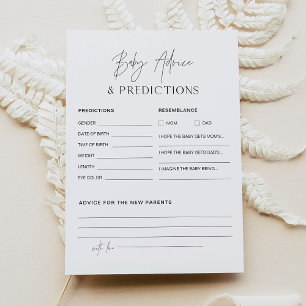 Tarjeta de consejos y predicciones de Baby Shower