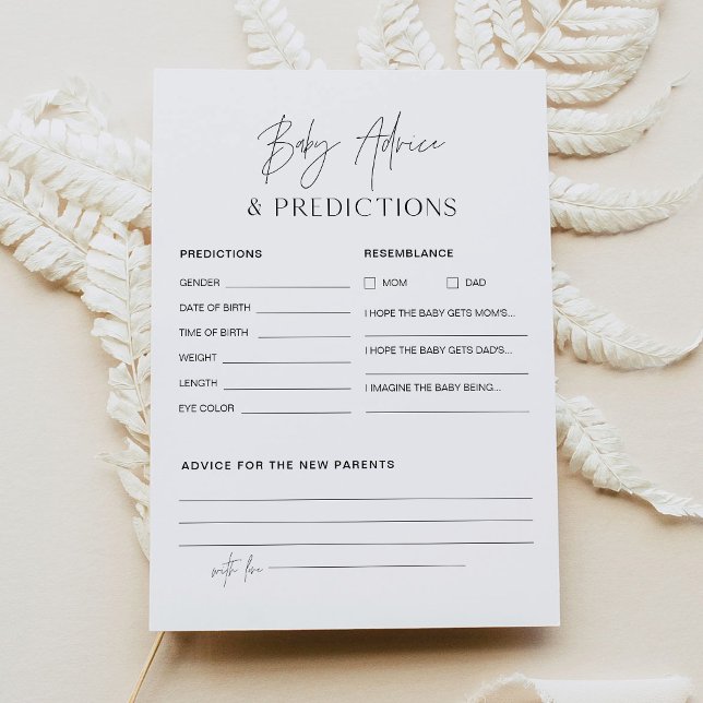 Tarjeta de consejos y predicciones de Baby Shower  (Subido por el creador)