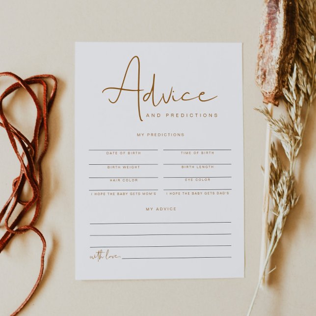 Tarjeta de consejos y predicciones de Baby Shower  (Subido por el creador)