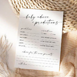 Tarjeta de consejos y predicciones de Baby Shower