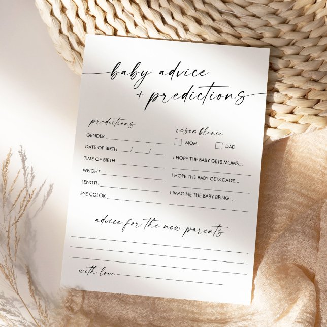 Tarjeta de consejos y predicciones de Baby Shower  (Subido por el creador)