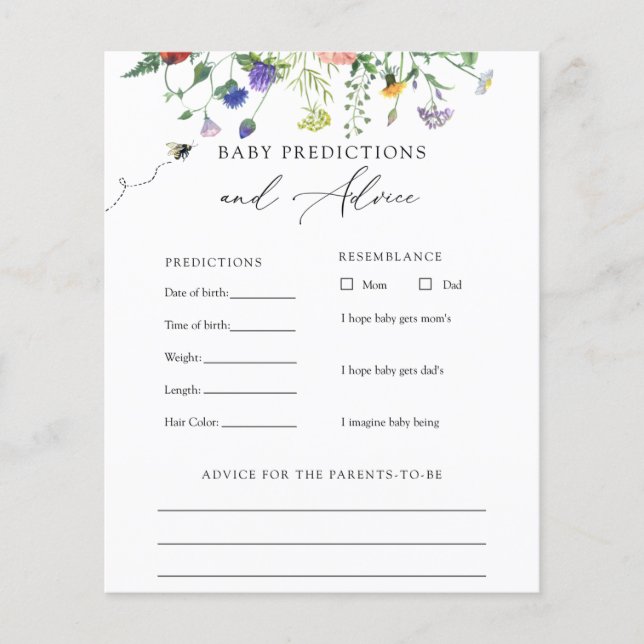 Tarjeta de consejos y predicciones para abejas sil (Anverso)