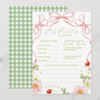Tarjeta de consejos y predicciones para baby showe