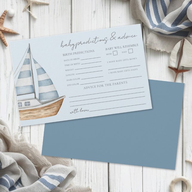 Tarjeta de consejos y predicciones para baby showe (Nautical Baby Shower Advice And Predictions Card )
