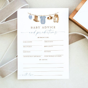 Tarjeta de consejos y predicciones para baby showe