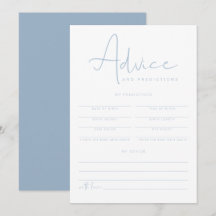 Tarjeta de consejos y predicciones para bebés azul