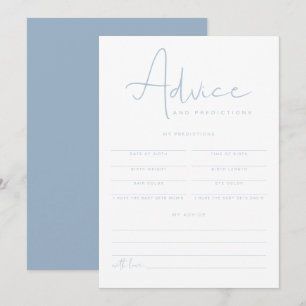 Tarjeta de consejos y predicciones para bebés azul