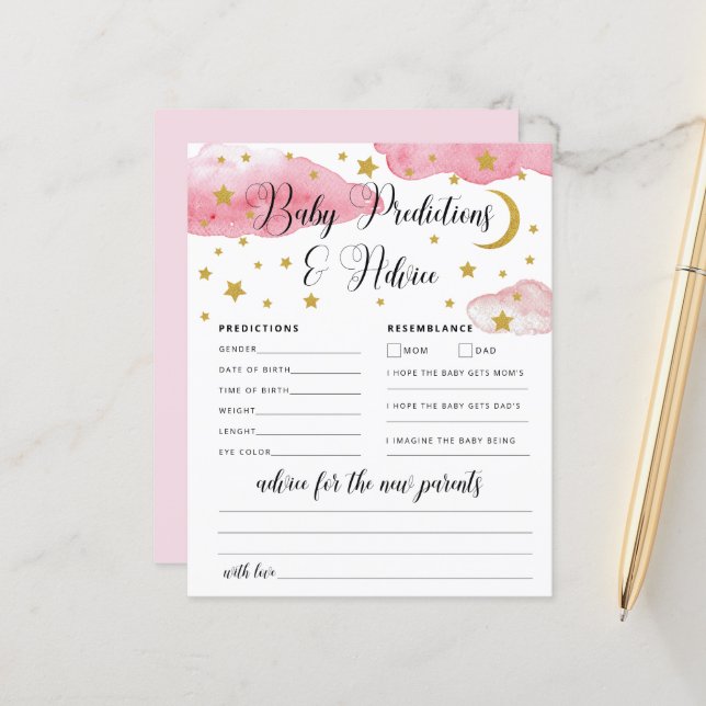 Tarjeta de consejos y predicciones para bebés en l (Anverso/Reverso In Situ)