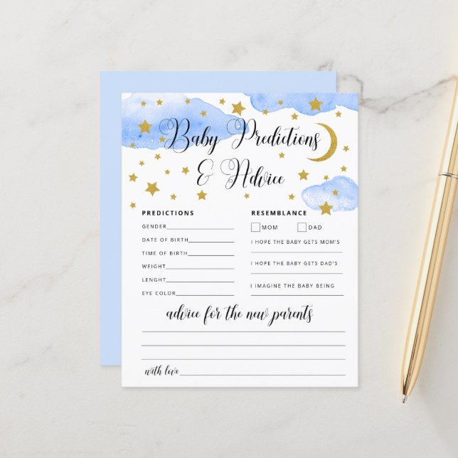 Tarjeta de consejos y predicciones para bebés en l (Anverso/Reverso In Situ)