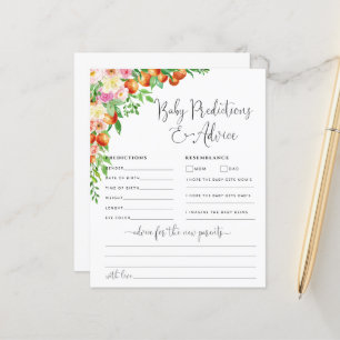 Tarjeta de consejos y predicciones para bebés pequ