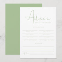 Tarjeta de consejos y predicciones para el bebé ve