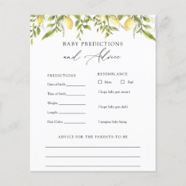 Tarjeta de consejos y predicciones para lactantes