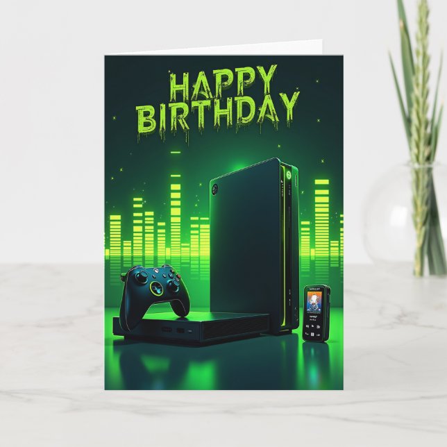 Tarjeta de consola de cumpleaños vibrante (Anverso)
