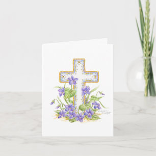 Tarjeta de consuelo de cruz de violeta de simpatía