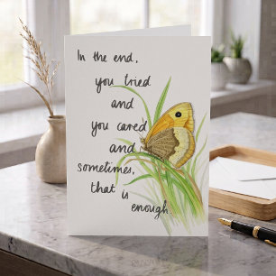 Tarjeta de consuelo y ánimo de mariposa amarilla