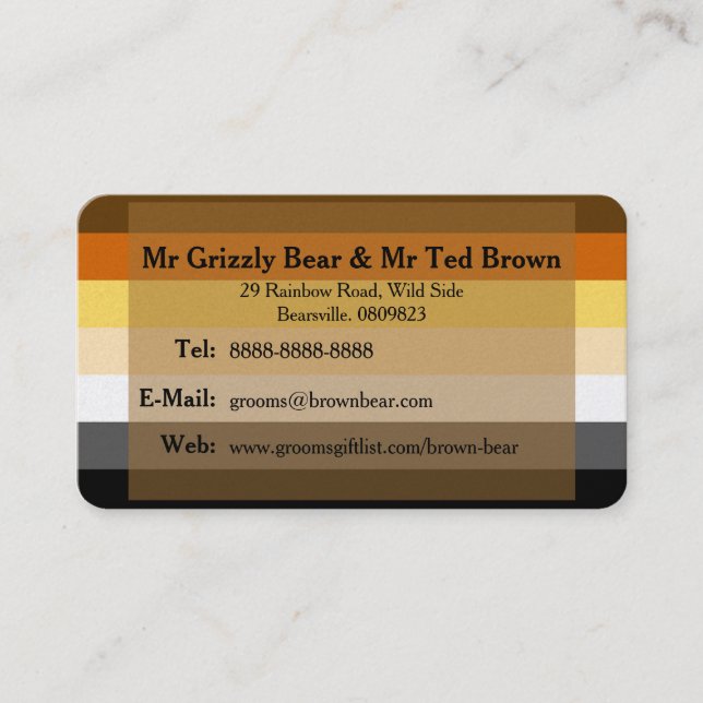 Tarjeta de contacto Bears on Bear Flag Gay Grooms (Anverso)
