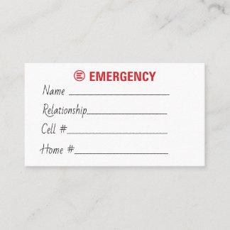 Tarjeta de contacto de emergencia