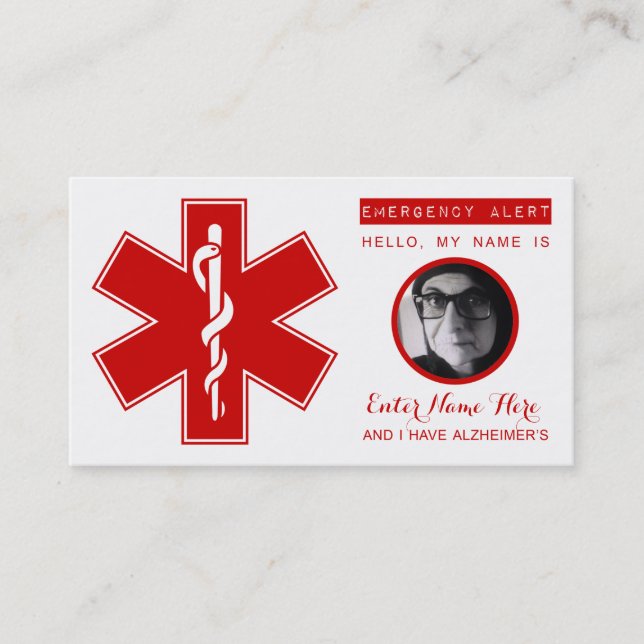 tarjeta de contacto de emergencia de alzheimers (Anverso)