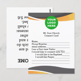 Tarjeta de contacto de invitado de la iglesia con 