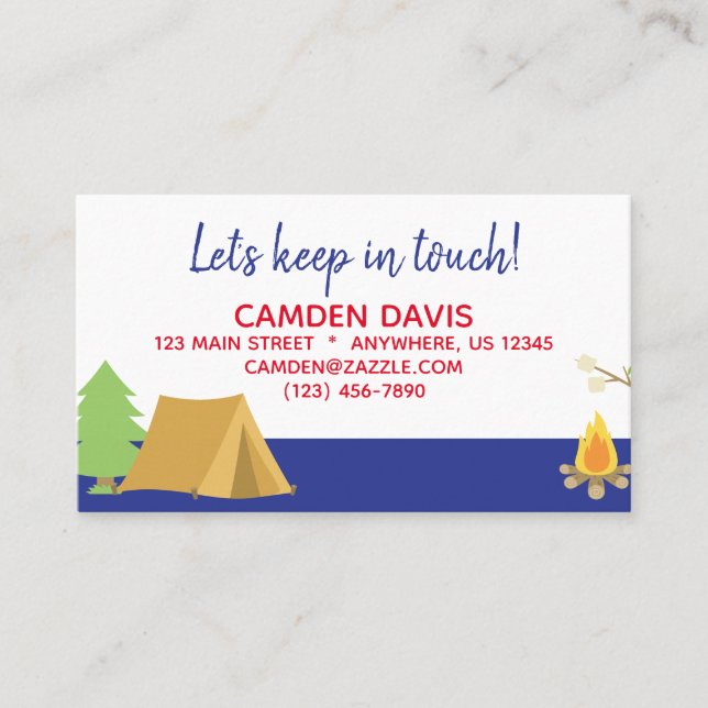 Tarjeta de contacto del campamento de verano (Anverso)