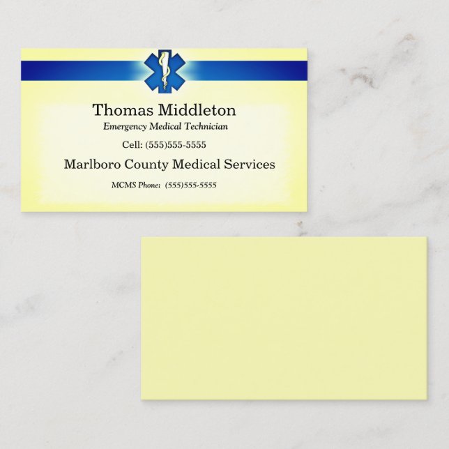 Tarjeta de contacto EMS/EMT de la Estrella de la V (Anverso / Reverso)