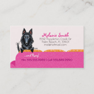 Tarjeta de contacto Happy Belgium Sheepdog Pink Co