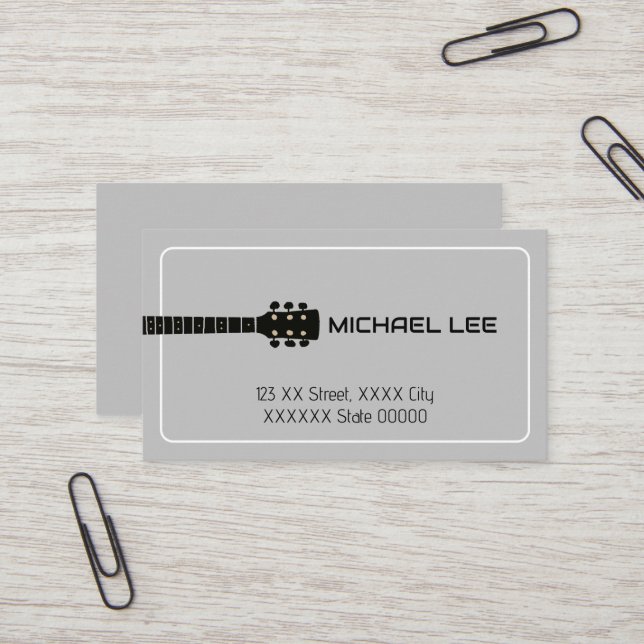 Tarjeta de contacto para un jugador de guitarra o  (Anverso/Reverso In Situ)