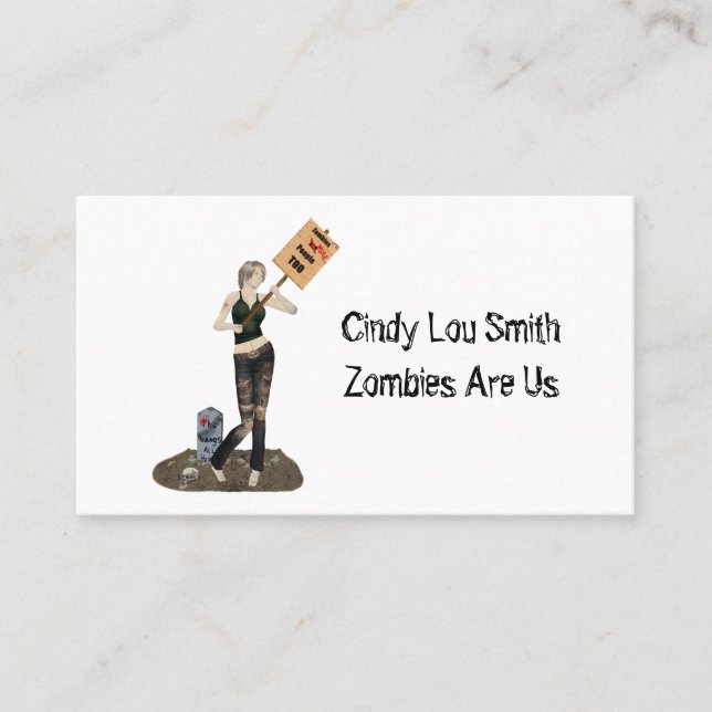 Tarjeta de contacto Zombie Pin Up Chica Protest II (Anverso)