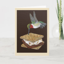 Tarjeta de contenido con colibrí y s'more