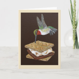 Tarjeta de contenido con colibrí y s'more