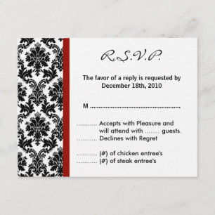 tarjeta de contestación de 4x5 R.S.V.P. - carmesí