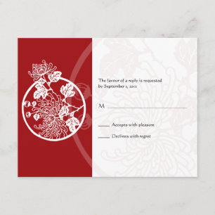 Tarjeta de contestación de la boda del crisantemo