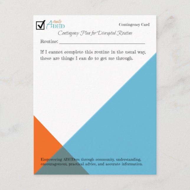 Tarjeta de contingencia para interrupciones rutina (Anverso)