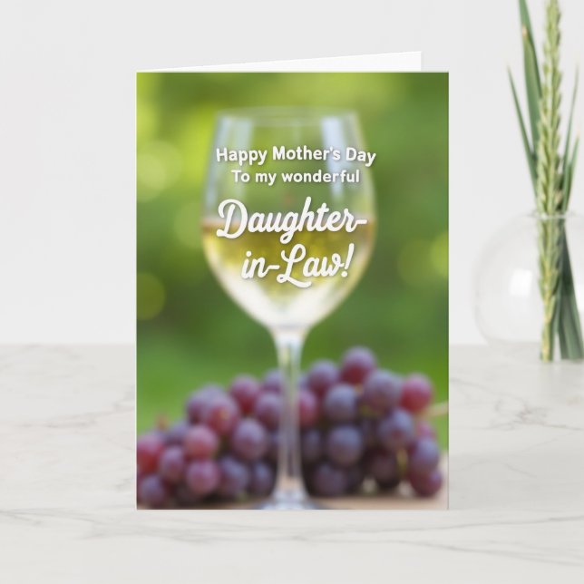 Tarjeta de copa de vino del Día de la Madre dulce (Anverso)