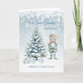 Tarjeta de copos de nieve Blue Nutcracker del Árbo
